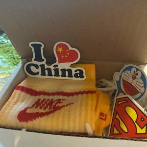 Orange and red custom made Nike socks